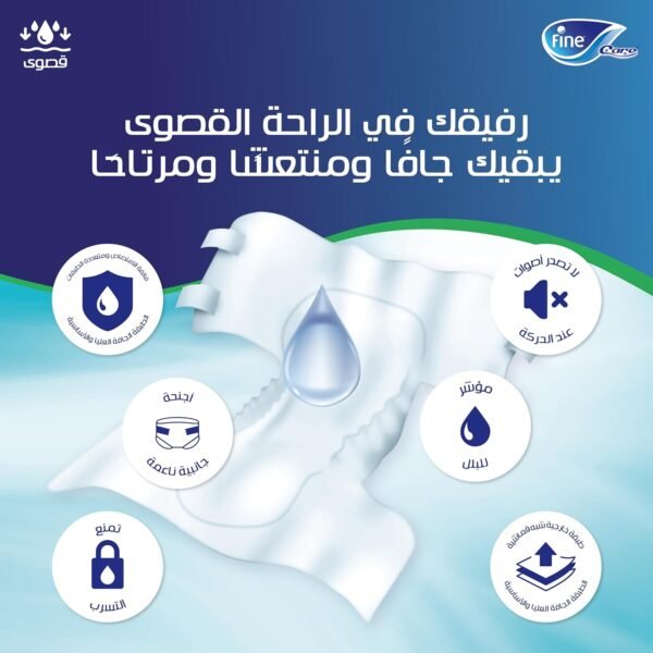 ⁦حفاضات فاين كير كبار السن | مقاس كبير (110-156 سم) | 30 قطعة⁩ - الصورة ⁦4⁩
