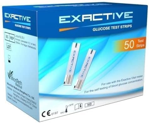 شرائط جهاز السكر اكس اكتيف ExActive Strips ( 50 شريط ) مناسب لأي شخص يحتاج متابعة مستوى سكر الدم بانتظام (صائم – فاطر أو بعد الوجبات)، سواء مريض سكري أو شخص يرغب بمراقبة مستواه. مدة القياس في 5 ثواني